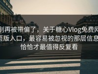 别再被带偏了，关于糖心Vlog免费网页版入口，最容易被忽视的那层信息，恰恰才最值得反复看