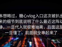 本想略过，糖心vlog入口这次被扒出来的细节到底说明了什么最近这阵动静，一旦代入就很难抽离，后面这层一旦懂了，前面就全串起来了