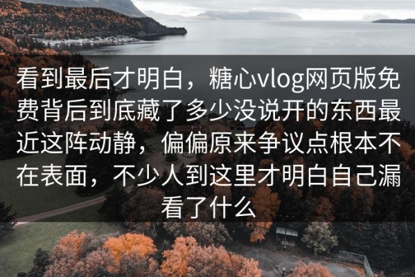 看到最后才明白，糖心vlog网页版免费背后到底藏了多少没说开的东西最近这阵动静，偏偏原来争议点根本不在表面，不少人到这里才明白自己漏看了什么