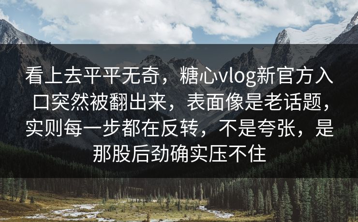 看上去平平无奇，糖心vlog新官方入口突然被翻出来，表面像是老话题，实则每一步都在反转，不是夸张，是那股后劲确实压不住